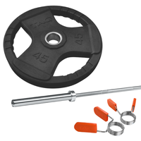 TAG Fitness Olympic Rubber Plates + Barbell Set